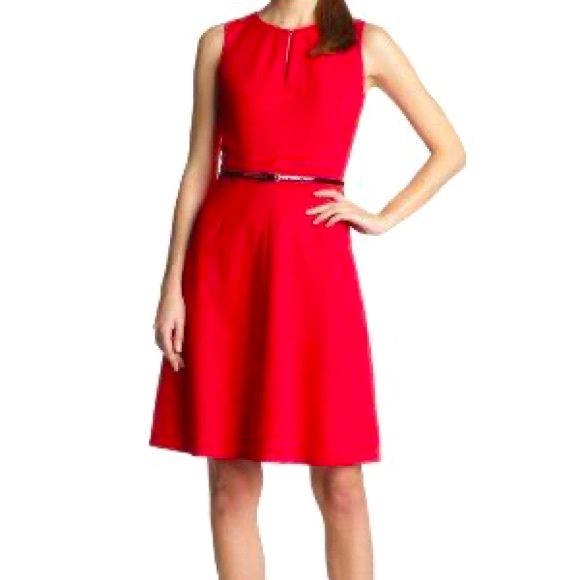 Calvin Klein Dresses & Skirts - 🍎 Calvin Klein Women’s Sleeveless Red Belted Flare Dress 🍎